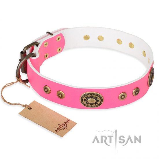 Pink pearl dog store collar