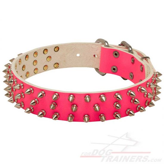 Pink spiked cheap dog collar