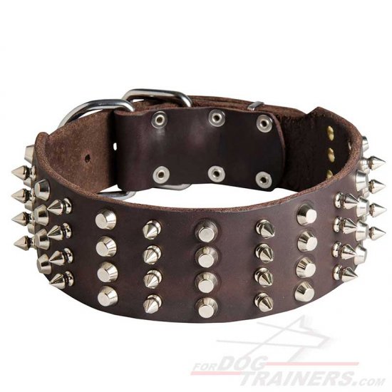 Wide spiked hot sale dog collars