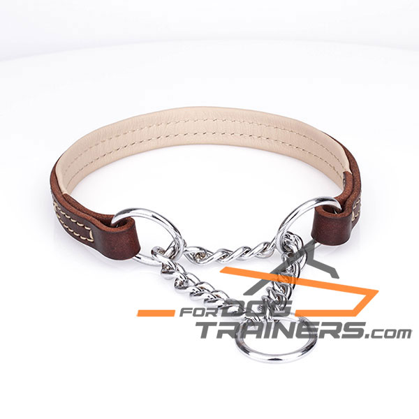 Brown Nappa Padded Leather Choke Collar