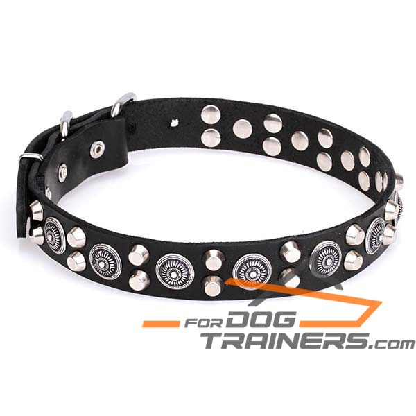 Leather Canine Collar with Decoration