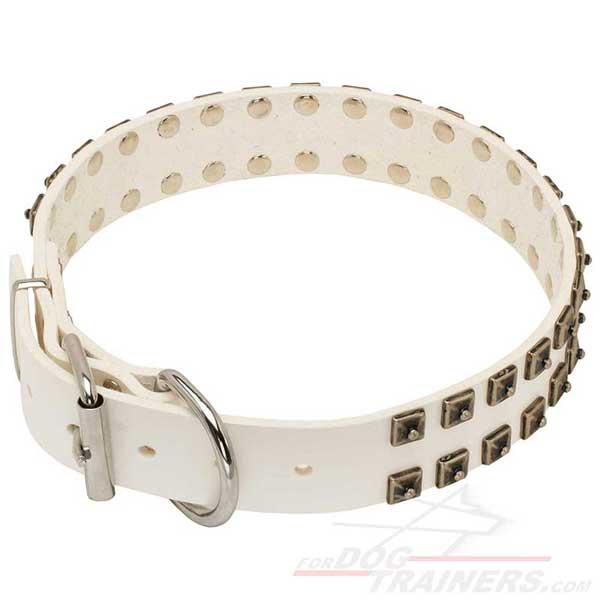 Wide Leather Collar of White Color