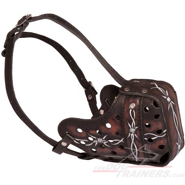 Barbed Wire Design Leather Malinois Muzzle