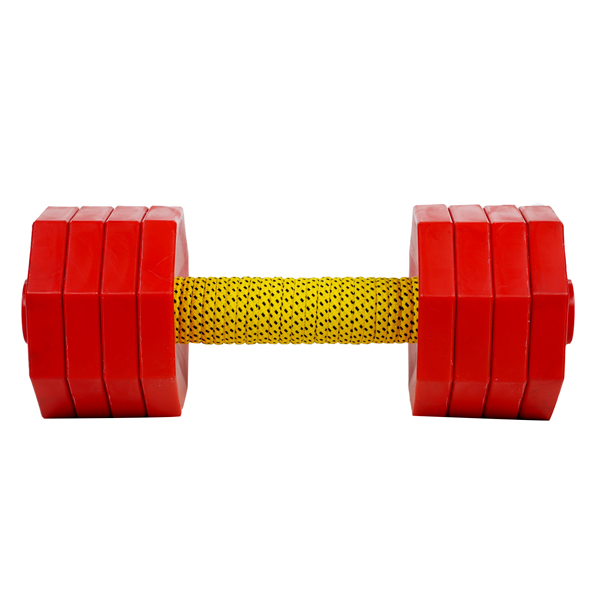 Wooden Dog Dumbbell with 8 Removable Plates of Red Color