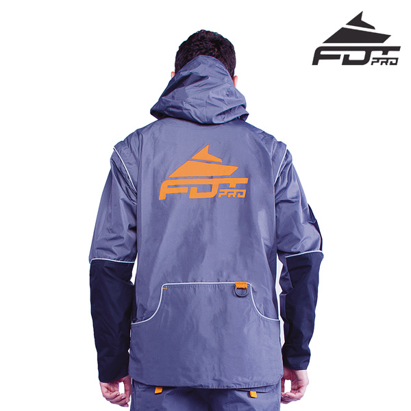 FDT pro orange logo on dog training jacket